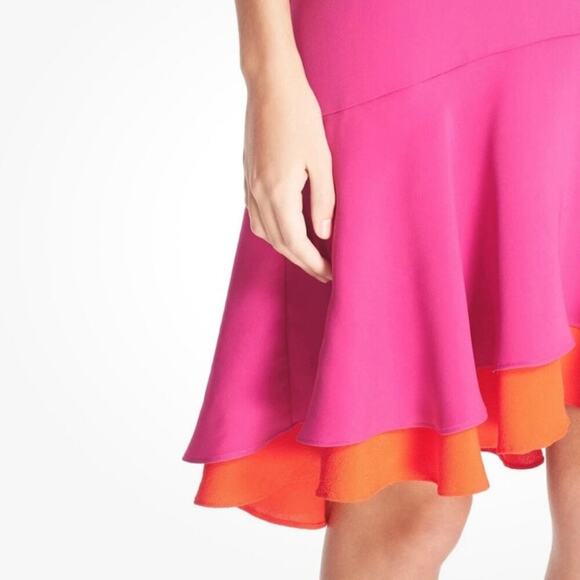 Diane Von Furstenberg Pink and Orange Kera Sleeveless Crepe Dress Size 6 - Picture 4 of 16